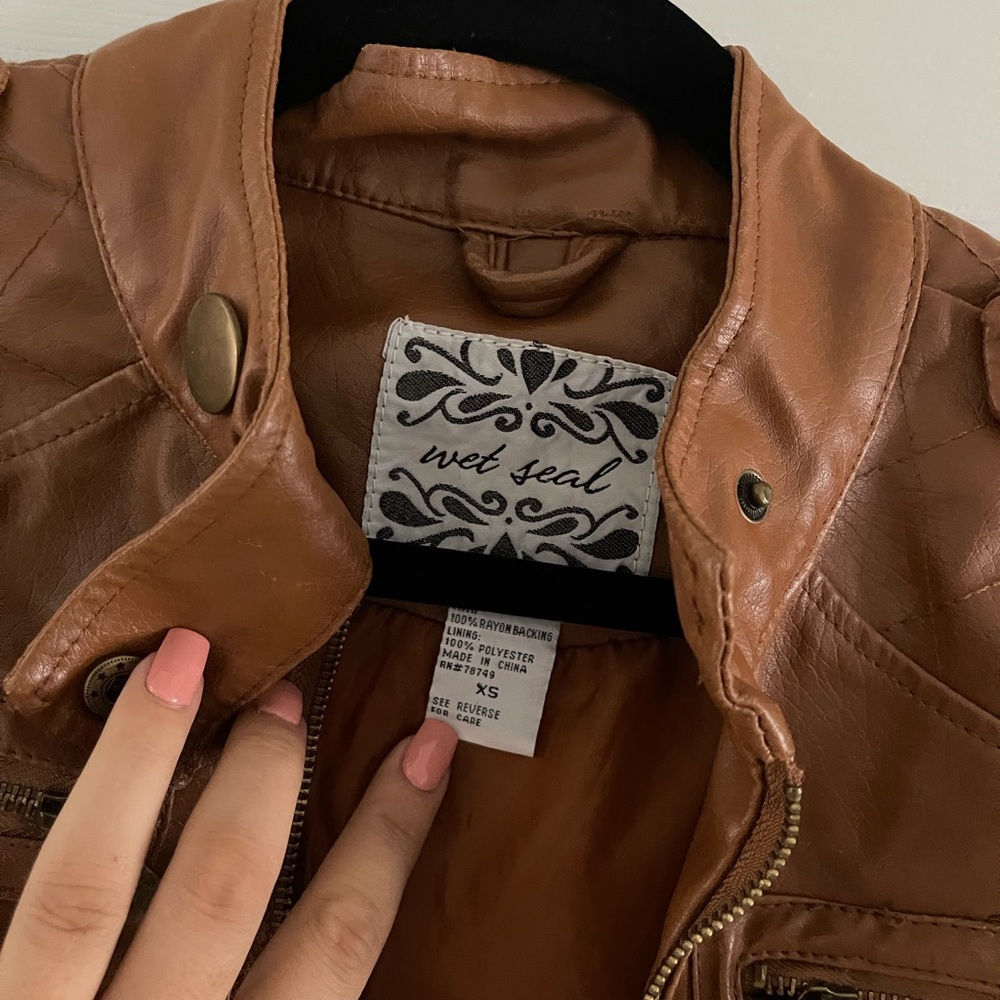 Dark Brown Leatherette Jacket - Picture 6 of 9